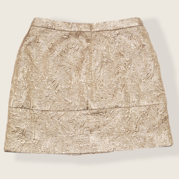 J.CREW mini skirt silver w/ floral brocade - Picture 2 of 5